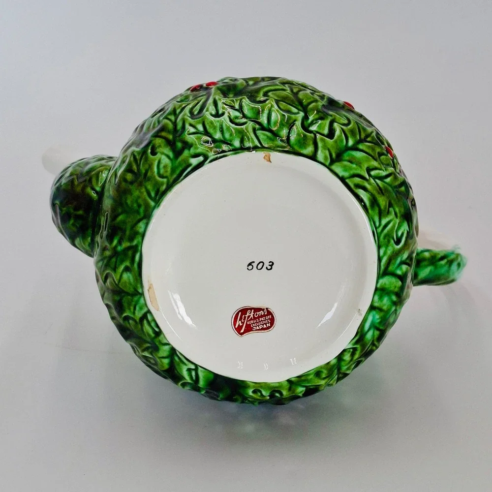 Vintage Lefton Holly Berry Coffee Pot 603 Japan Christmas Porcelain Teapot 9